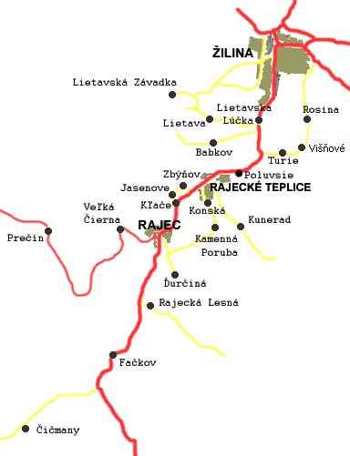 Map of the valley of Rajec